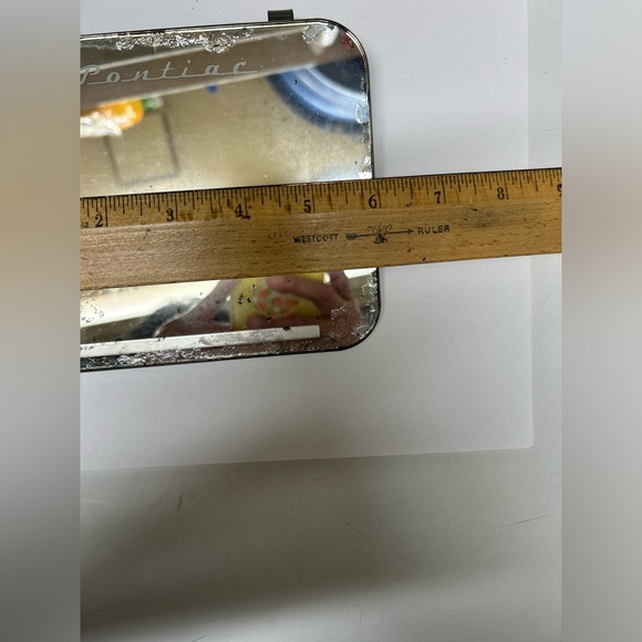 1940’s Vanity Mirror Clip-On Sun Visor GM Pontiac Script Etched Vintage - Picture 6 of 7